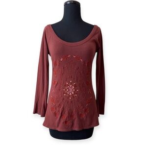 Vintage Sweetees Embroidered Top Women’s Medium Long Sleeve Shirt Y2K Cotton